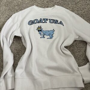GOAT USA White Graphic Crew Neck Sweater